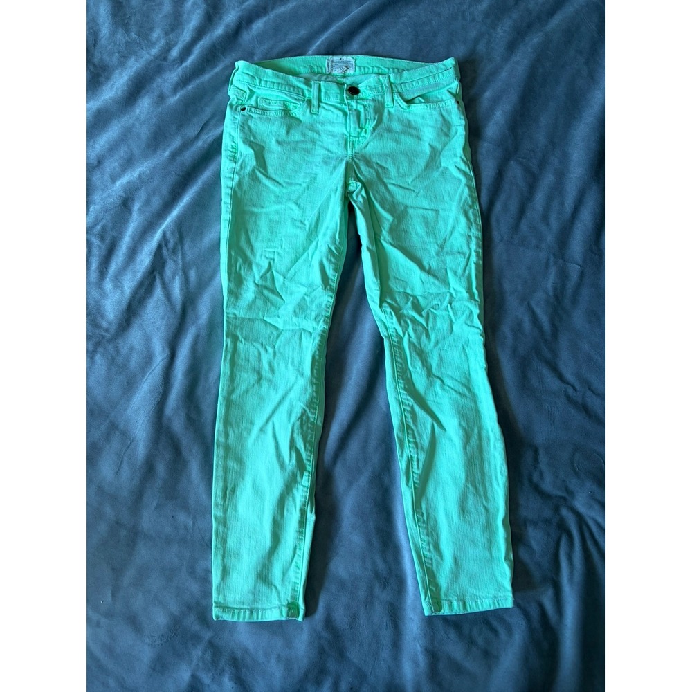 Current/Elliott Neon Mint Green Skinny Jeans Size 30 Made in USA Mid Rise Slim